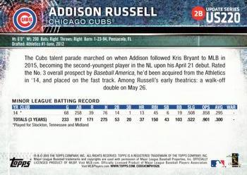 2015 Topps Update #US220 Addison Russell Back
