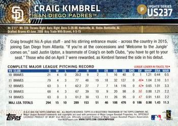 2015 Topps Update #US237 Craig Kimbrel Back
