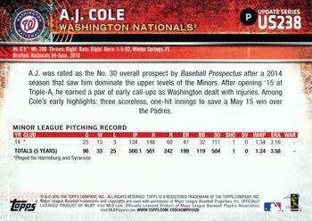 2015 Topps Update #US238 A.J. Cole Back