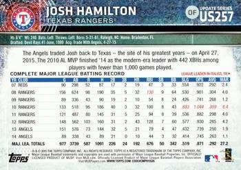 2015 Topps Update #US257 Josh Hamilton Back