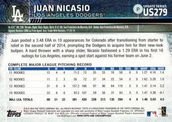 2015 Topps Update #US279 Juan Nicasio Back