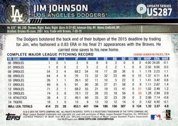 2015 Topps Update #US287 Jim Johnson Back