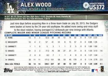 2015 Topps Update #US372 Alex Wood Back