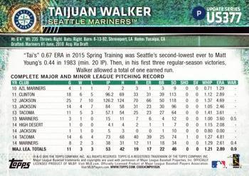 2015 Topps Update #US377 Taijuan Walker Back