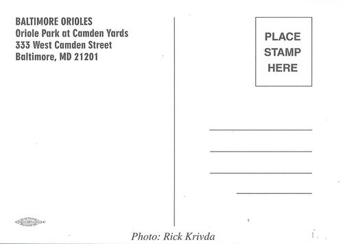 1997 Baltimore Orioles Photocards #NNO Rick Krivda Back