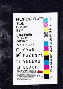 1998 Stadium Club - Printing Plates Magenta #156 Ray Lankford Back