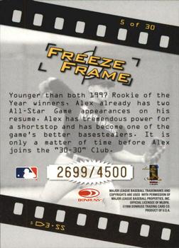 1998 Studio - Freeze Frame #5 Alex Rodriguez Back