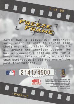 1998 Studio - Freeze Frame #7 David Justice Back