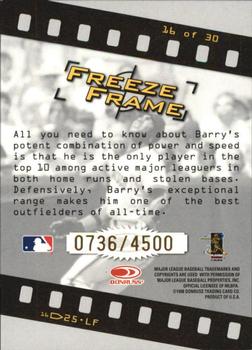 1998 Studio - Freeze Frame #16 Barry Bonds Back