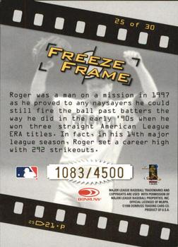 1998 Studio - Freeze Frame #25 Roger Clemens Back