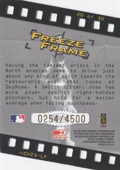 1998 Studio - Freeze Frame Die Cuts #20 Jose Cruz Jr. Back