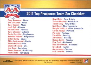 2015 Grandstand Eastern League Top Prospects #NNO Cover Card Back