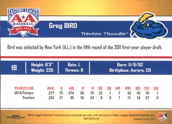 2015 Grandstand Eastern League Top Prospects #NNO Greg Bird Back