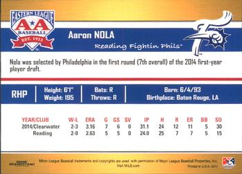 2015 Grandstand Eastern League Top Prospects #NNO Aaron Nola Back
