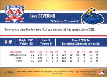 2015 Grandstand Eastern League Top Prospects #NNO Luis Severino Back