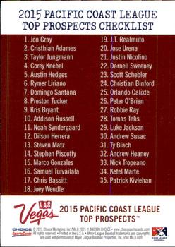 2015 Choice Pacific Coast League Top Prospects #36 Cover Card CL Back