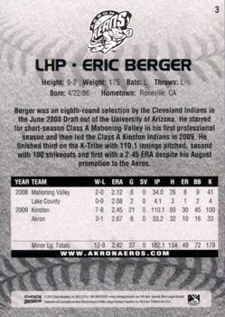 2010 Choice Akron Aeros #3 Eric Berger Back
