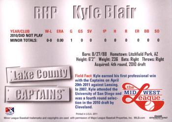 2011 Grandstand Midwest League Top Prospects #NNO Kyle Blair Back