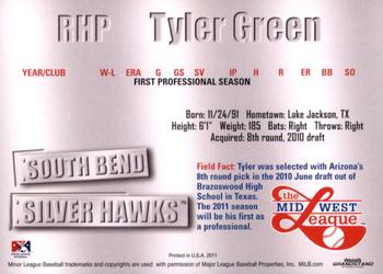 2011 Grandstand Midwest League Top Prospects #NNO Tyler Green Back
