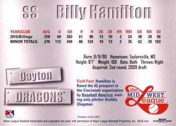 2011 Grandstand Midwest League Top Prospects #NNO Billy Hamilton Back