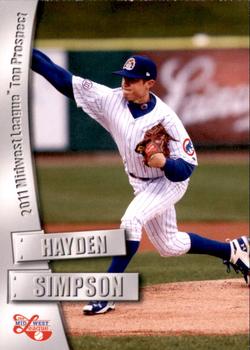 2011 Grandstand Midwest League Top Prospects #NNO Hayden Simpson Front