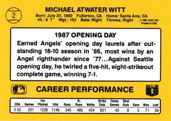 1987 Donruss Opening Day #2 Mike Witt Back