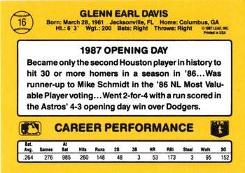 1987 Donruss Opening Day #16 Glenn Davis Back