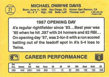 1987 Donruss Opening Day #21 Mike Davis Back