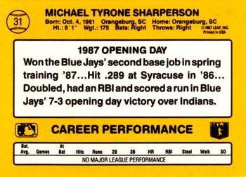 1987 Donruss Opening Day #31 Mike Sharperson Back
