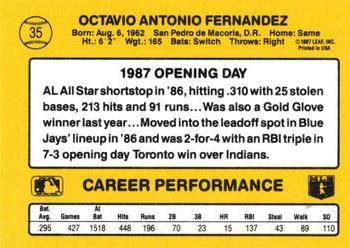 1987 Donruss Opening Day #35 Tony Fernandez Back