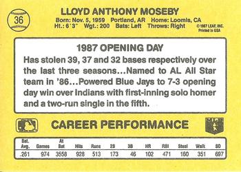 1987 Donruss Opening Day #36 Lloyd Moseby Back