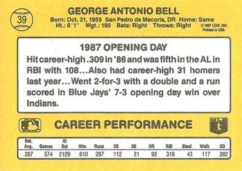 1987 Donruss Opening Day #39 George Bell Back