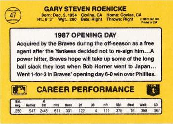 1987 Donruss Opening Day #47 Gary Roenicke Back
