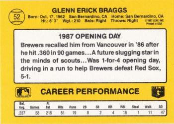 1987 Donruss Opening Day #52 Glenn Braggs Back