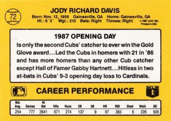 1987 Donruss Opening Day #72 Jody Davis Back