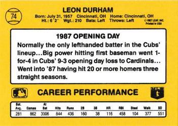 1987 Donruss Opening Day #74 Leon Durham Back