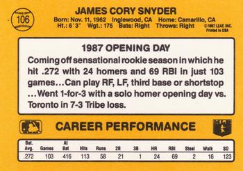 1987 Donruss Opening Day #106 Cory Snyder Back