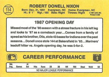 1987 Donruss Opening Day #114 Donell Nixon Back