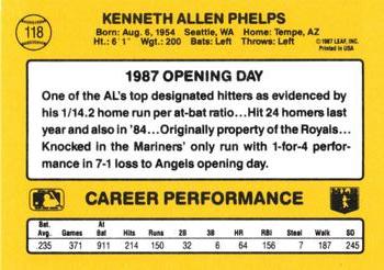 1987 Donruss Opening Day #118 Ken Phelps Back