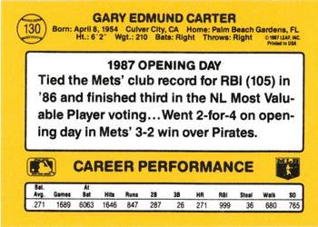 1987 Donruss Opening Day #130 Gary Carter Back