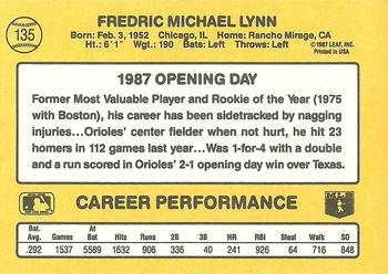 1987 Donruss Opening Day #135 Fred Lynn Back