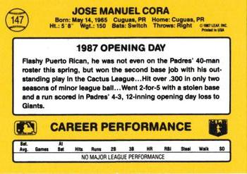 1987 Donruss Opening Day #147 Joey Cora Back
