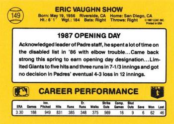 1987 Donruss Opening Day #149 Eric Show Back