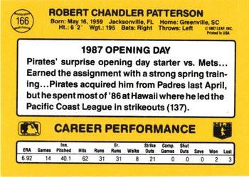 1987 Donruss Opening Day #166 Bob Patterson Back