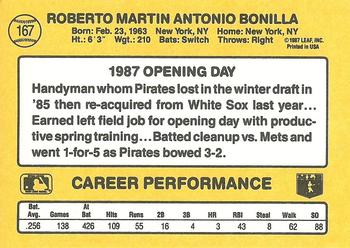 1987 Donruss Opening Day #167 Bobby Bonilla Back
