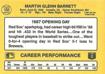 1987 Donruss Opening Day #188 Marty Barrett Back