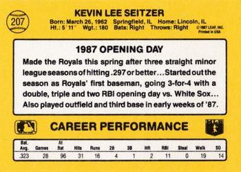 1987 Donruss Opening Day #207 Kevin Seitzer Back