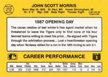 1987 Donruss Opening Day #212 Jack Morris Back