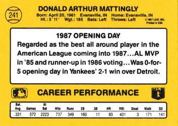1987 Donruss Opening Day #241 Don Mattingly Back