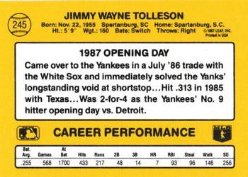 1987 Donruss Opening Day #245 Wayne Tolleson Back